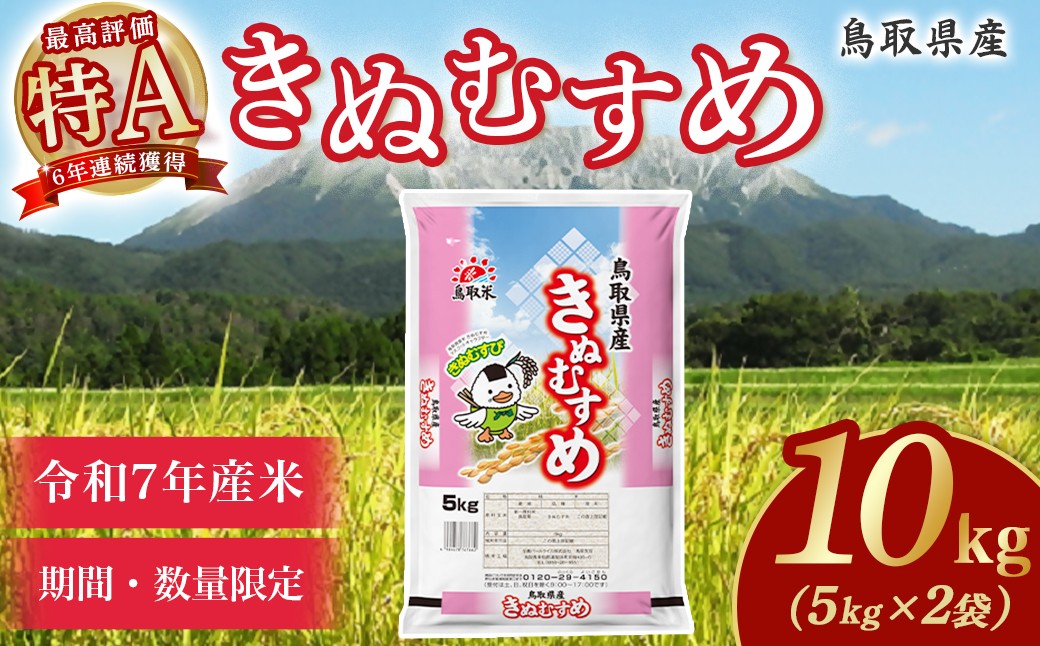 
                  【数量限定】【令和7年産米】鳥取県産 きぬむすめ （５kg×２袋） パールライス 精米 お米 米 こめ コメ 白米 ブランド おいしい 健康 産地直送 米5キロ きぬむすめ
                