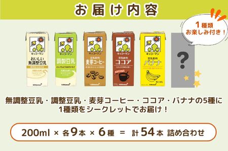 豆乳 お楽しみ付き 200ml 54本 飲み比べ セット キッコーマン たんぱく質