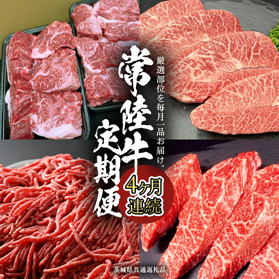 【ふるさと納税】《 常陸牛 》 4ヶ月連続定期便！厳選部位を毎月1品お届け (茨城県共通返礼品) 希少部位 国産黒毛和牛 黒毛和牛 国産 国産牛 和牛 牛肉 お肉 お肉 肉 牛 専門店 ひたち牛 ブランド牛 A4 A5 ランク イチボ ミスジ ステーキ すね肉 挽肉 ブランド 藤井商店