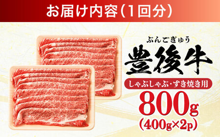 【全6回定期便】おおいた豊後牛 しゃぶしゃぶすき焼き用（肩ロース・肩バラ・モモ）800g(400g×2) 日田市 / 株式会社MEAT PLUS　 牛 和牛[AREI072]