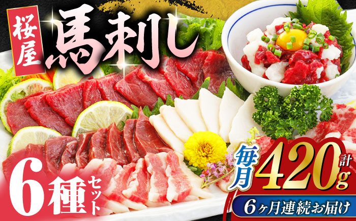 【全6回定期便】 桜屋馬刺し6種420g【山都町（桜屋）】 [YBW109]