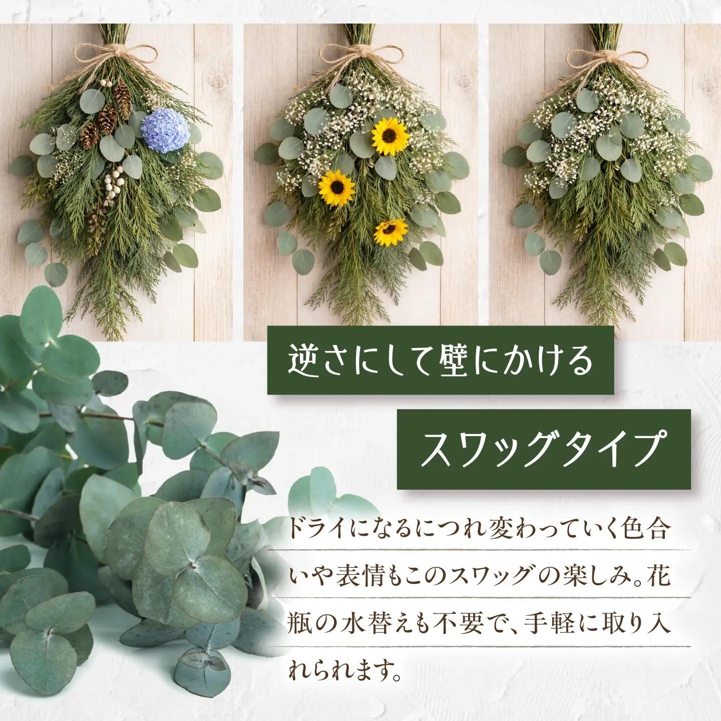 雑貨 季節のスワッグ / ユーカリ　季節の花 スワッグ ドライフラワー ブーケ 花束 花飾り インテリア雑貨 大阪府 / 大阪府藤井寺市/JamFlowerSalon[BLAW012]
