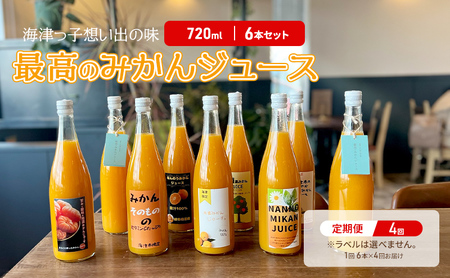 みかんジュース 海津っ子想い出の味 みかんジュース【6本×4回】【定期便】