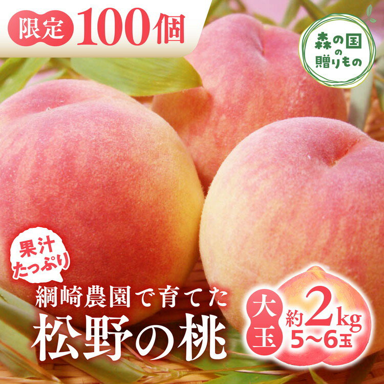 【ふるさと納税】【産直・人気の特産品】松野町 綱崎さんちの自慢の桃（大玉 5～6玉） ｜ 桃　フルーツ　果物　果実　2kg　大玉　厳選　贈答　愛媛　森の国　先行予約　数量限定　期間限定　※沖縄、離島への配送不可（北海道は可）　※2025年6月中旬頃より順次発送予定