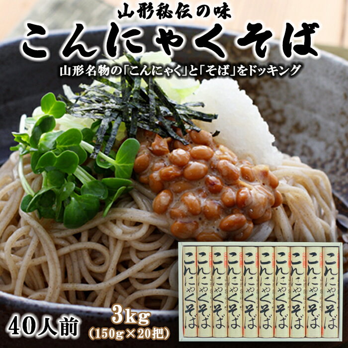 【ふるさと納税】【酒井製麺所】山形秘伝の味 こんにゃくそば 3kg(150g×20把)[40人前] FZ26-801