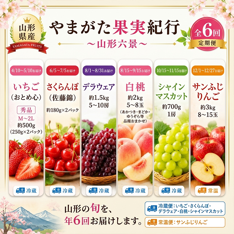 【定期便6回】やまがた果実紀行 山形六景 FY26-181