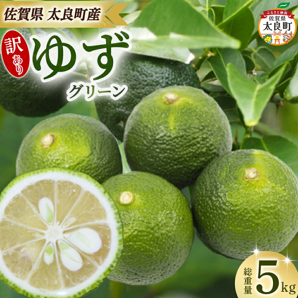 【ふるさと納税】【訳あり】田島柑橘園&加工所のゆず(グリーン)5kg　ゆず ユズ 柚子 フルーツ 果物 柑橘 グリーン 果皮 果汁 ゆずごしょう 柚子胡椒 スイーツ デザート アレンジ 柚子風呂 ゆず風呂 佐賀県 太良町 NA30
