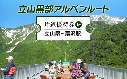 立山黒部アルペンルート ( 立山駅 ～ 扇沢駅 ※片道 ) 優待券 立山黒部貫光 観光 旅行 券 チケット 体験 トラベル 黒部 富山県 立山町 F6T-154