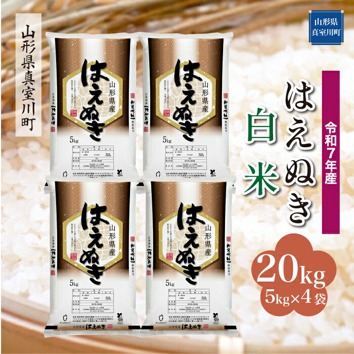 【ふるさと納税】 令和7年産 真室川町厳選　はえぬき ［白米］ 20kg（5kg×4袋）