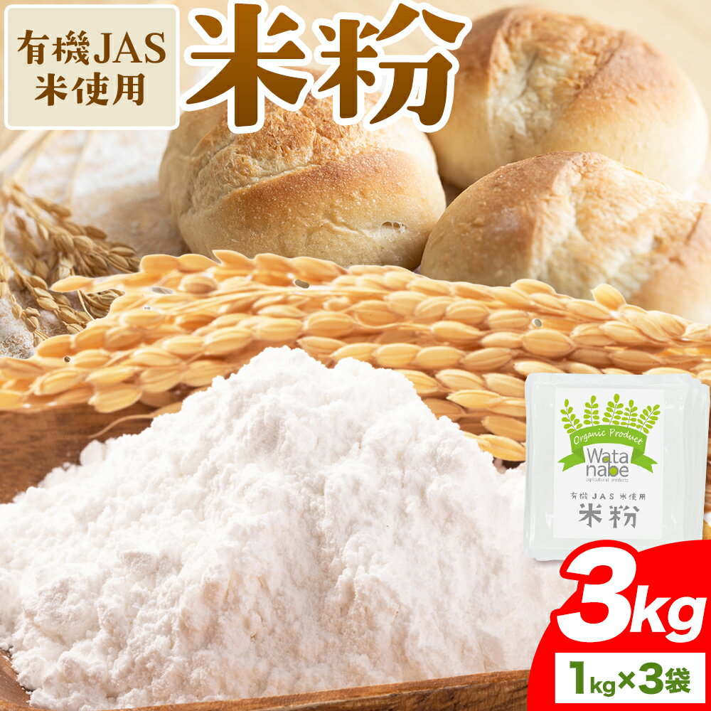 【ふるさと納税】有機JAS 小麦使用 米粉 合計3kg 1kg×3袋 《90日以内に出荷予定(土日祝除く)》ヒノヒカリ 粉類 国産 九州産 熊本県産 熊本県 菊池市 送料無料