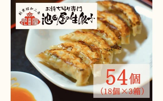 
10-26_中華料理 池田屋の冷凍生餃子 18個×3箱（合計54個）｜ たれ付き 冷凍餃子 冷凍生餃子 餃子 ぎょうざ 中華 中華料理 できたて 便利 簡単 お取り寄せ グルメ 池田屋 54個 尾張 愛知 岐阜 名古屋
