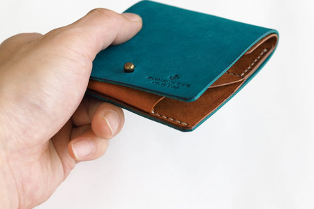 薄い二つ折り財布【全18色】11ターコイズブラウン