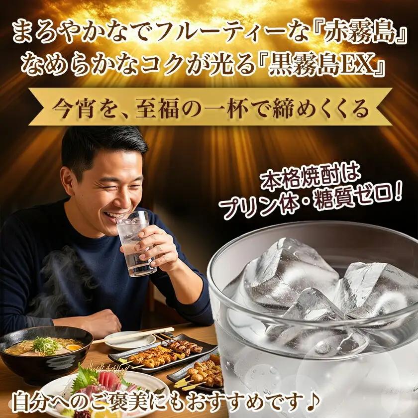 【ちび霧セット】赤霧島・黒霧島EX 25度900mlパック各1本≪みやこんじょ特急便≫〔11-M8-008-Q〕_(都城市) 10日以内お届け スピード配送 霧島酒造 黒霧島EX 赤霧島 本格芋焼酎 