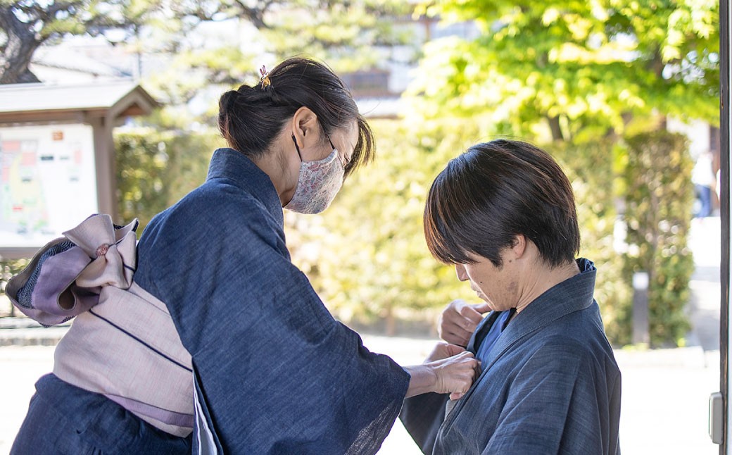 
            手ぶらでOK デニム着物レンタル チケット（2名様） 着付け・小物一式 ヘアセット付き
          