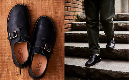 KOTOKA　 一枚革モンク　ブラック　 メンズ 25.5cm