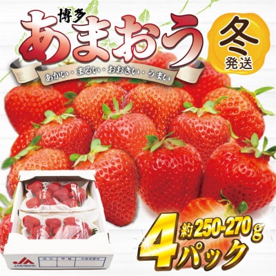 【2025年12月～2026年1月発送】博多あまおう(冬)(250g-270g)×4パック(岡垣町)【配送不可地域：離島・北海道・沖縄県】