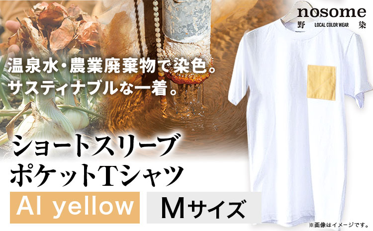 【M:サイズ】野の色を着る。温泉水・農業廃棄物で染色したショートスリーブポケット（Ｔシャツ）AI yellow 合同会社nosome 送料無料 服 ファッション インナー ギフト レディース メンズ 北海道 本別町《90日以内に順次出荷(土日祝除く)》