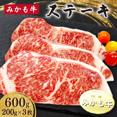 「みかも牛」ステーキ600g(200gx3枚)【配送不可地域：離島】