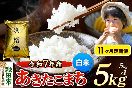 《令和7年産》《定期便11ヶ月》 米 あきたこまち 5kg 【白米】 秋田県産
