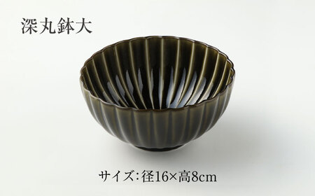 【美濃焼】ぎやまん陶 深丸鉢 大・中・小 3点 セット 利休グリーン【カネコ小兵製陶所】【TOKI MINOYAKI返礼品】食器 丼 丼ぶり どんぶり ボウル 鉢 丸鉢 ペア グリーン 緑 抹茶 ツヤ