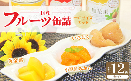 国産フルーツ缶詰　3種各4缶セット (災害・備蓄・保存食・非常食)_M08-0013　国産 フルーツ缶詰 セット 缶詰 フルーツ 果物 詰め合わせ 保存食 備蓄 防災 長期保存 トッピング 食品 常温