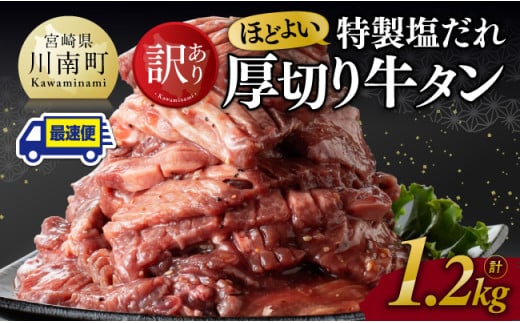 ※最速便※【訳あり】特製塩だれ 厚切り 牛タン 1200g【 訳あり わけあり ワケアリ 肉 牛肉 牛たん ぎゅうたん 塩ダレ たん タン 厚切り 味付き 焼くだけ おかず 簡単調理 BBQ 焼肉 焼き肉 】