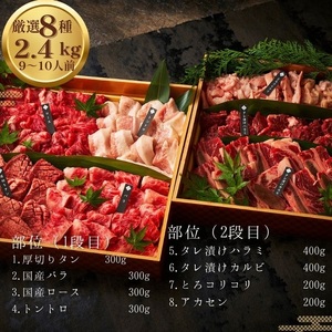 【 梅田白雲台 】大阪 鶴橋 バラエティセット 2.4kg【 4種類のタレ付き 】│ にく 絶品にく 贅沢にく 人気にく_OS192-0013