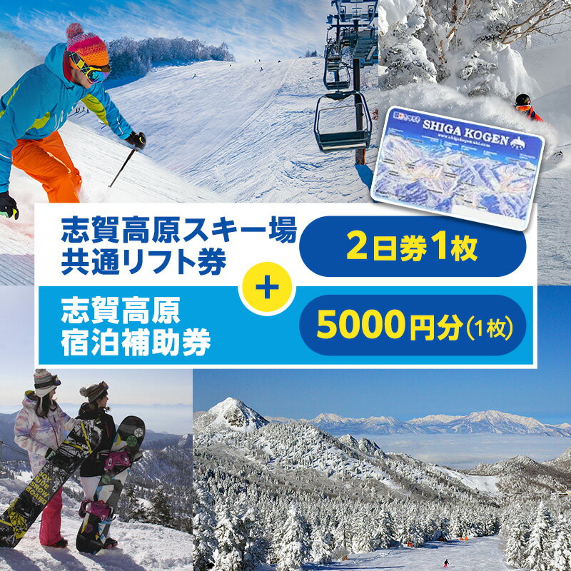 【ふるさと納税】2025-26 志賀高原スキー場共通リフト券 2日券と志賀高原宿泊補助券　5,000円分（1枚）セット　お届け：2025年11月15日～2026年3月25日
