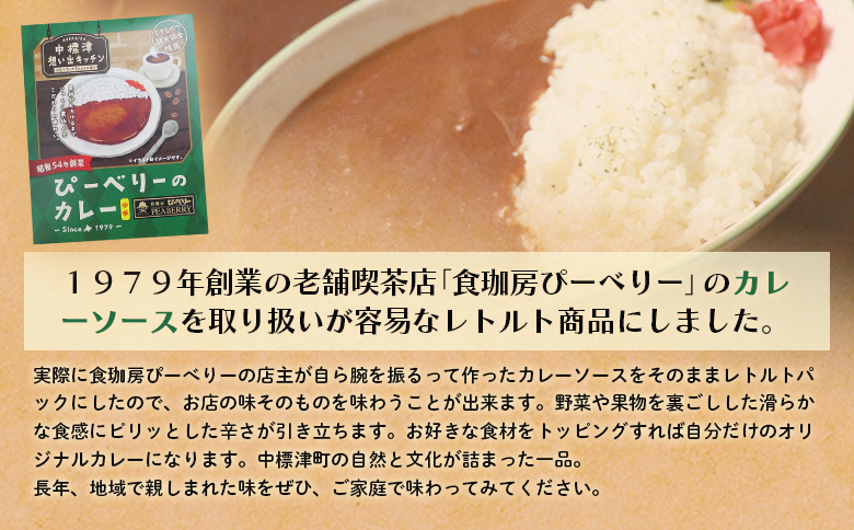 中標津 想い出キッチン「ぴーべりーのカレーソース」　「やまやのミートソース」２種×1箱詰め合わせ | オンライン申請 ふるさと納税 北海道 中標津 ミート カレー ソース レトルト パック 牛 豚 肉