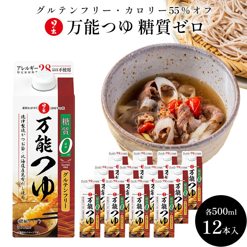 【ふるさと納税】調味料 万能つゆ 糖質ゼロ 500ml×12本 1ケース 日の出みりん キング醸造 だし醤油 めんつゆ つゆ 調味料 調味料セット 糖質制限 健康 キッチン ギフト 日の出 兵庫 兵庫県 稲美町