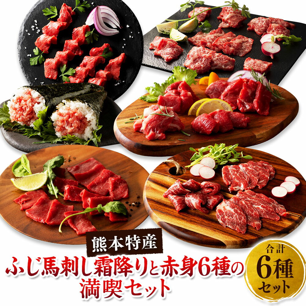 【ふるさと納税】「熊本特産」ふじ馬刺し霜降りと赤身6種の満喫セット 肉 お肉 馬肉 6種 セット 詰め合わせ 大トロ 中トロ ロース ランプ 上赤身 ネギトロ 馬刺 馬刺し ばさし 霜降り 冷凍 九州 熊本県 送料無料