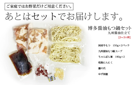 4A16 博多もつ鍋セット(九州醤油仕立て) 2～3人前 国産牛もつ300g