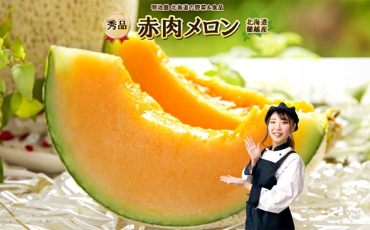 蘭越産 赤肉メロン 2玉 計 約 3kg 以上 【2026年7月上旬-8月上旬まで順次発送予定】 果物 くだもの フルーツ メロン めろん 日持ち 常温 北海道 蘭越町