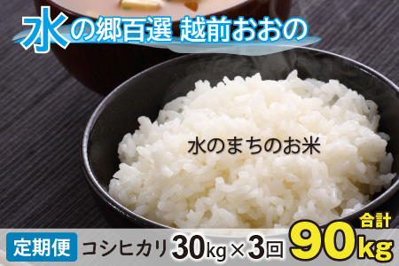 【令和7年産】【3ヶ月定期便】こしひかり 30kg×3回 計90kg（白米）「エコファーマー米」－水のまちのお米－[J-003003]