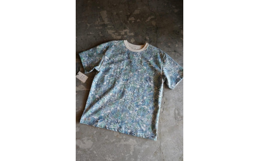 [HAM IAM]【数量限定】手差型染クルーネックTシャツ「群生平目」グリーン系(緑色系)【XLサイズ】
