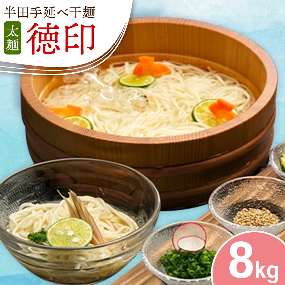 【ふるさと納税】半田手延べ干麺 太麺 徳印 8kg《30日以内に出荷予定(土日祝除く)》徳島県 美馬市 JA徳島県 脇町営農センター 素麺 干麺 送料無料