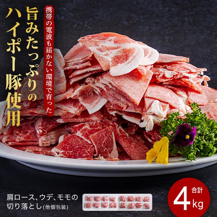 【ふるさと納税】豚肉 阿武町産 豚 切り落とし 4kgセット | 携帯の電波も届かない環境で育った旨みたっぷりのハイポー豚 豚 肉 お肉 ※配送不可:離島
