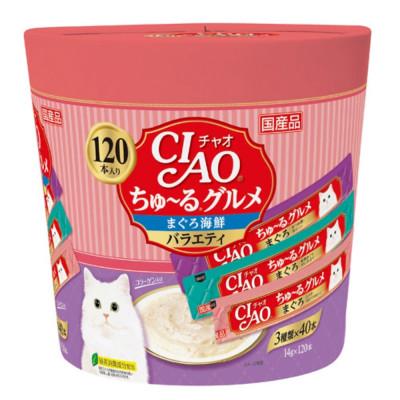 ふるさと納税 静岡市 いなば　猫・CIAOちゅ〜るグルメ　まぐろ海鮮バラエティ　(14g×120本)×4箱 | 