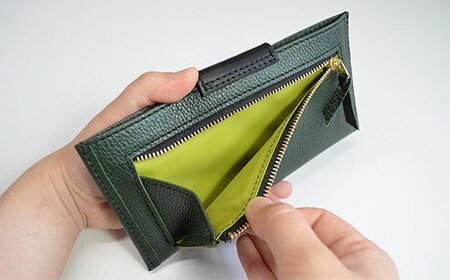 スマート長財布（シュリンクレザー・グリーン）　BK006