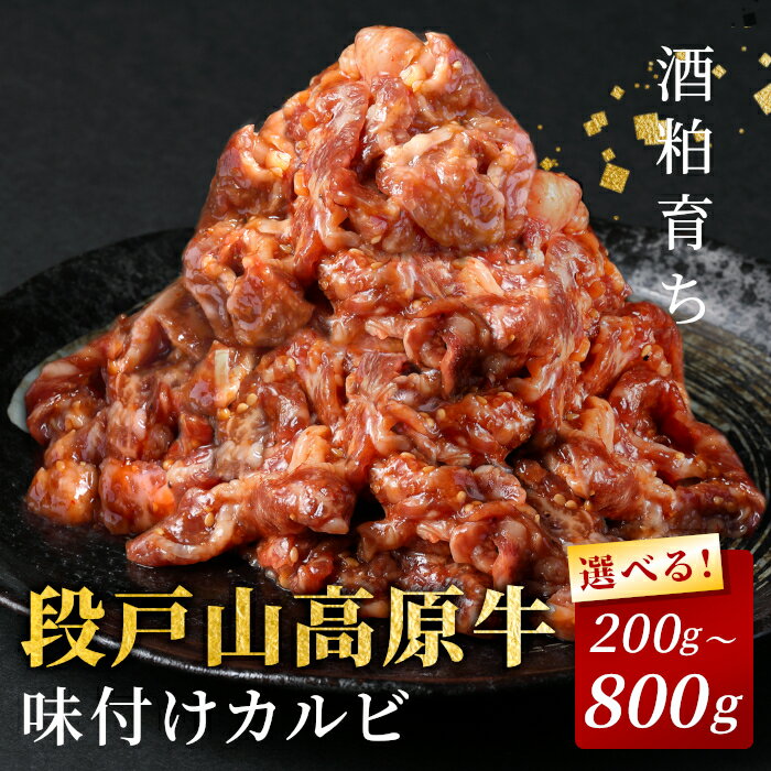 【ふるさと納税】〈選べる内容量〉 段戸山高原牛 国産牛 味付けカルビ 800g 400g 200g 焼き肉用 炒め用 幻の牛 国産 牛肉 牛 小分け 地域 限定 厳選 人気 薄切り 牛丼 肉じゃが 焼肉 肉 カルビ 数量限定 キャンプ バーベキュー お試し 小分け 肉 日本酒 -093