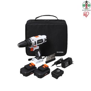 電動ドライバー 10.8V 充電式 バッテリー2個セット ソフトケース付 充電式ドライバドリル アイリスオーヤマ 家電 電化製品 ビット10本 バッテリー2個付き コードレス 軽量 JCD28-C