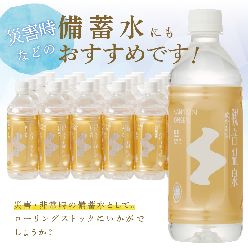 飲む温泉　観音温泉　500ml　(24本入)　１ケース　定期便　１年間　毎月														