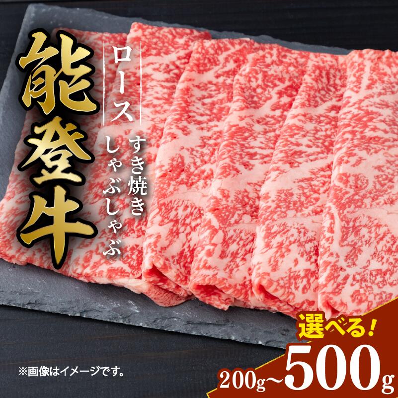 【ふるさと納税】 黒毛和牛 ロース すき焼き しゃぶしゃぶ 500g 300g 200g 能登牛 ギフト 選べる容量 小分け とろける 食感 希少 スライス ギフトボックス 贈答 プレゼント ブランド 和牛 国産 肉 冷凍 石川県 羽咋 能登 国産 能登半島 牛 牛肉 にも 災害支援 復興支援