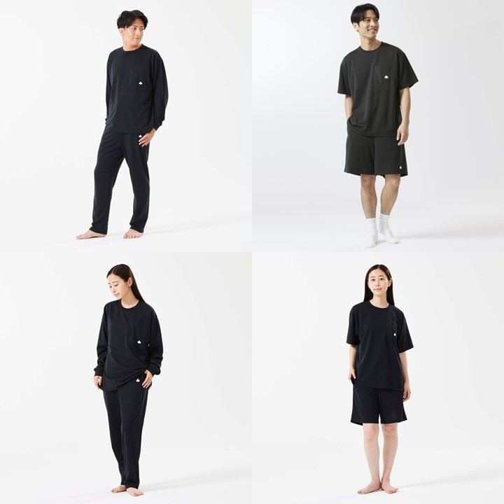 LBL 就寝時におすすめのボディリカバリーウエア 夏冬上下4点セット Sサイズ ブラック【1683676】
