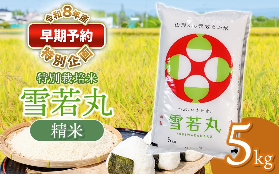 
                  【早期予約特別企画】【令和8年産先行予約】 特別栽培米 雪若丸 精米 5kg (5kg×1袋) 山形県鶴岡産　鶴岡協同ファーム
                