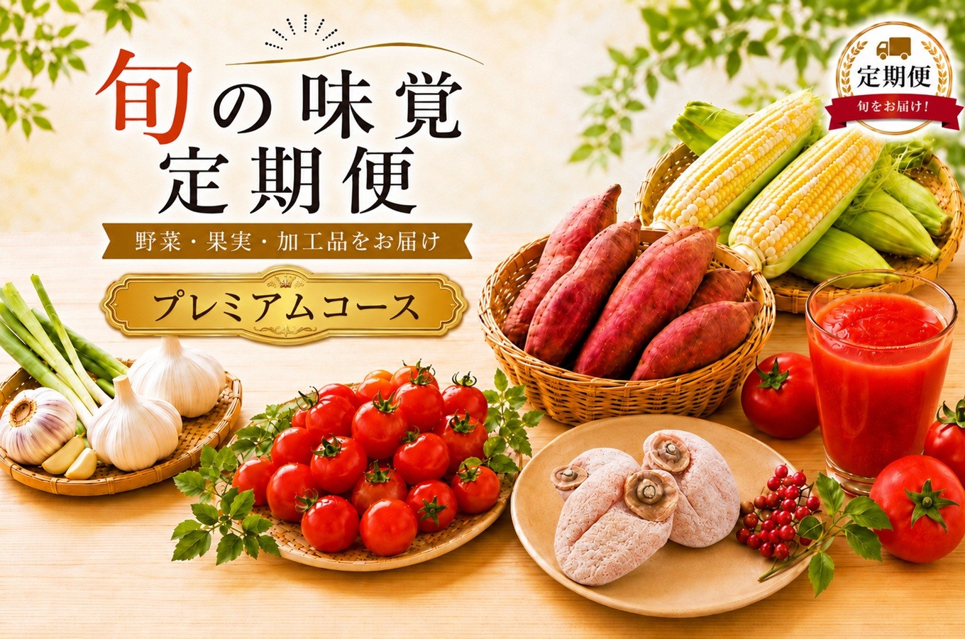
                  【定期便4回】「テトテ定期便」プレミアムコース ＜6月・7月・10月・1月発送＞| テトテ農園 フルーツ 野菜 とうもろこし ミニトマト さつまいも にんにく 市田柿 トマトジュース 旬 産地直送 定期便 長野県 飯田市 信州
                