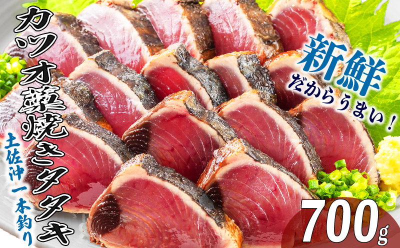 土佐沖  一本釣り 鰹 藁焼き たたき 700g 食べきり サイズ ご家庭用 100g×7個 かつお かつおのたたき わら焼き 鰹のたたき カツオ 魚 魚介類 鮮魚 海鮮 刺身 刺し身 本場 ふるさと納税鰹のたたき ふるさと納税かつお おかず 高知 黒潮町［0987-3］