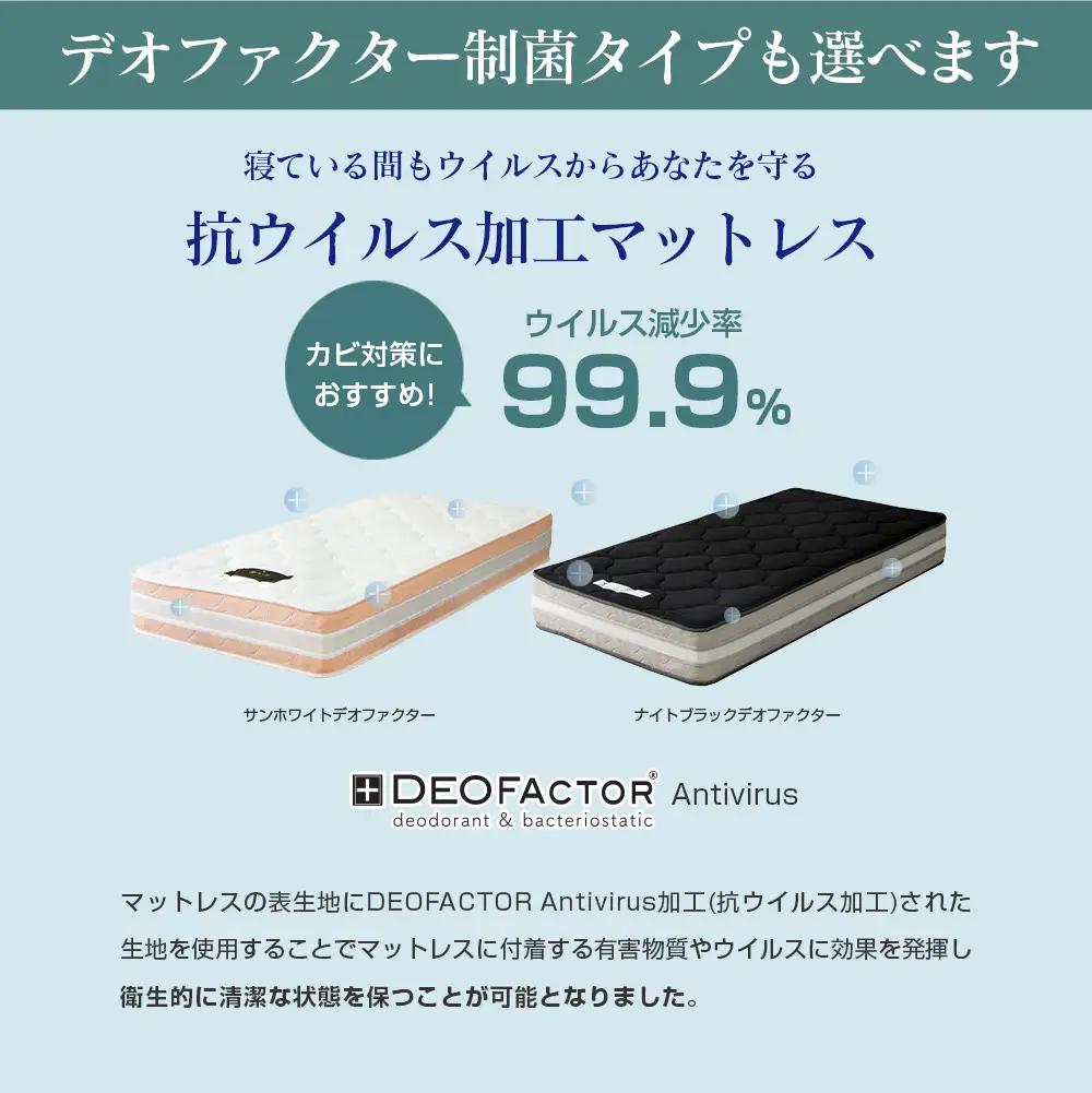 マットレス ダブル 咲夜レアル 抗ウイルス加工 衛生タイプ 源ベッド ポケットコイル 6.7インチ 選べる3種の寝心地 デオファクター deofactor 圧縮梱包 制菌加工 抗かび加工 両面仕様_C