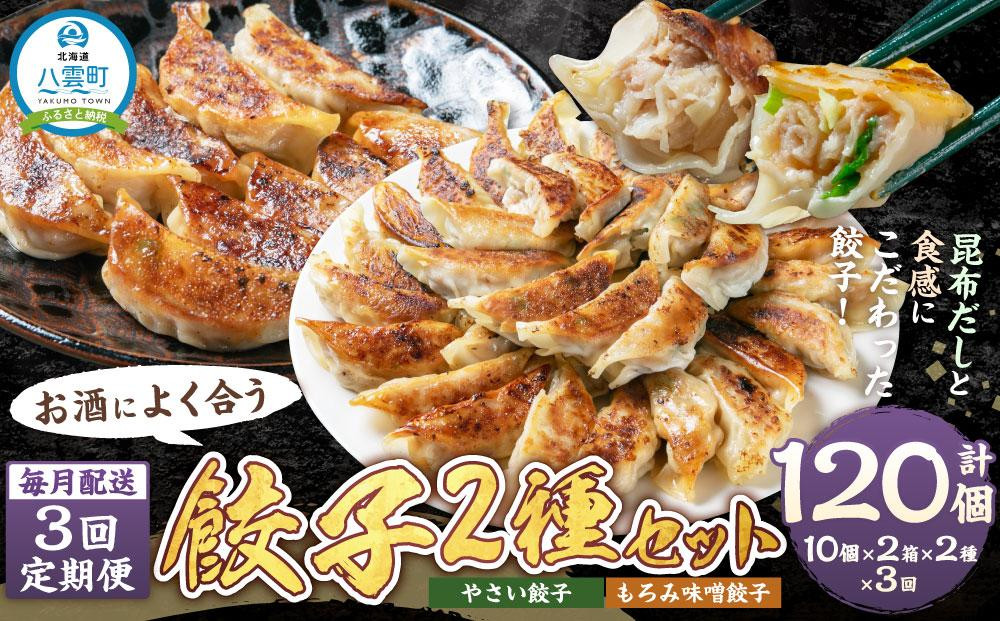 
【食感と昆布だしにこだわり】 【3回定期便】お酒によく合う餃子2種セット40個(野菜餃子1箱 10個入り×2箱・もろみ味噌餃子1箱 10個入り×2箱)【 餃子 加工品 冷凍 おつまみ つまみ 定期便 食品 グルメ お取り寄せ お取り寄せグルメ 八雲町 北海道 】
