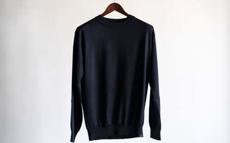 洗える シルクセーター ラウンドネック ( ネイビー M ) ニット メンズ